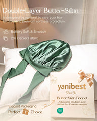 YANIBEST close-up of double-layer satin texture benefit: gentle on curls