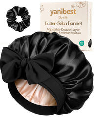 YANIBEST front view black bonnet showing secure fit and protective coverage
