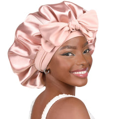 YANIBEST front view bonnet showing full blush pink coverage and secure fit