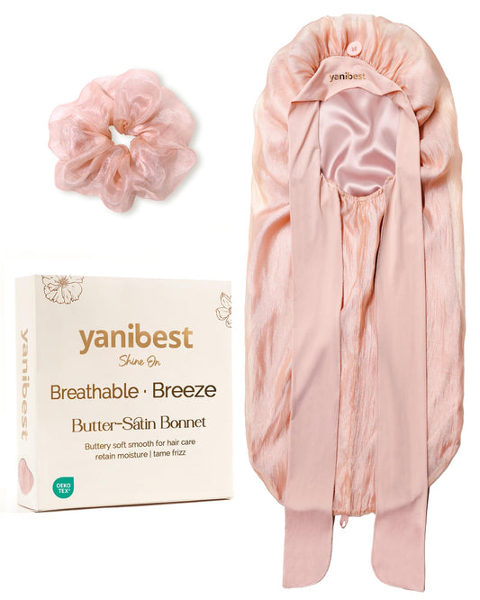 YANIBEST front view pink bonnet showing fit and coverage benefit