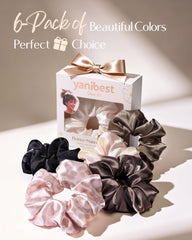 YANIBEST gift box display with six scrunchies ready for gifting, premium presentation