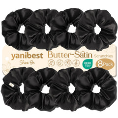 YANIBEST packed box of eight satin scrunchies for organized gifting benefit