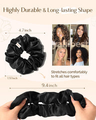 close-up satin texture of YANIBEST scrunchie showing smooth fabric and reduced friction