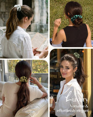 YANIBEST single satin scrunchie flat-lay highlighting fabric width