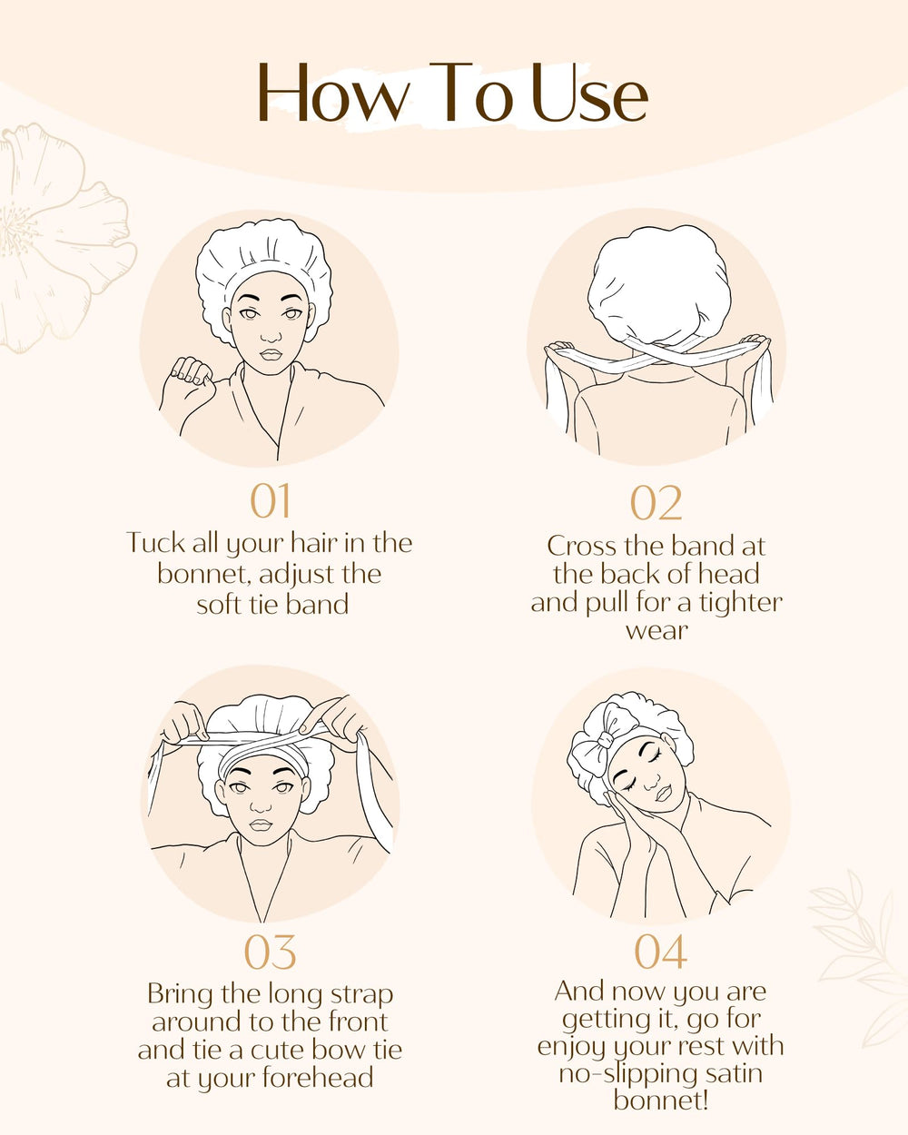 YANIBEST bonnet in hand showing roomy interior and real size for thick hair