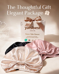 YANIBEST bonnet beside ruler showing roomy fit for high-volume hair