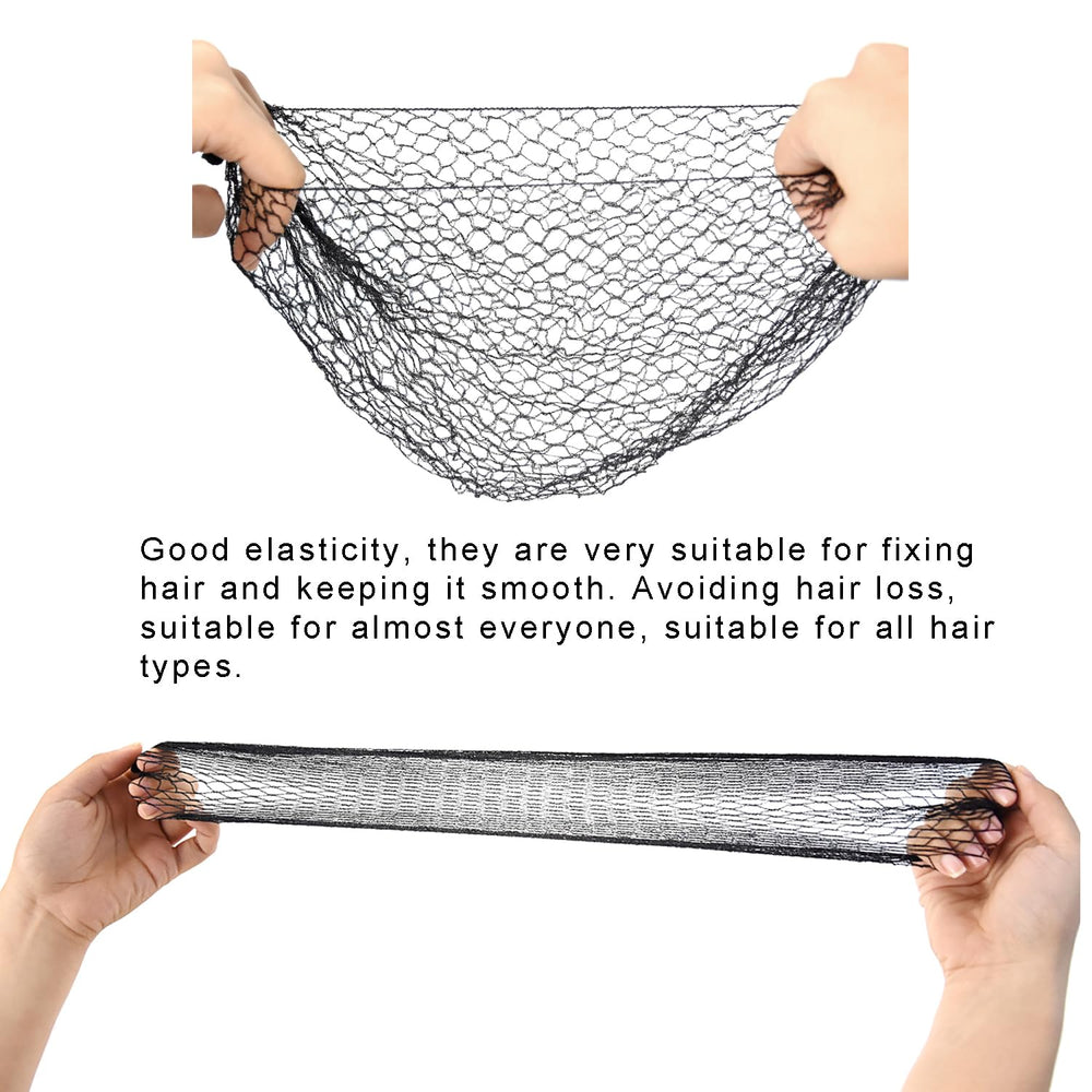 YANTAISIYU hair net shown on a hand for scale showing 20-inch circumference fit