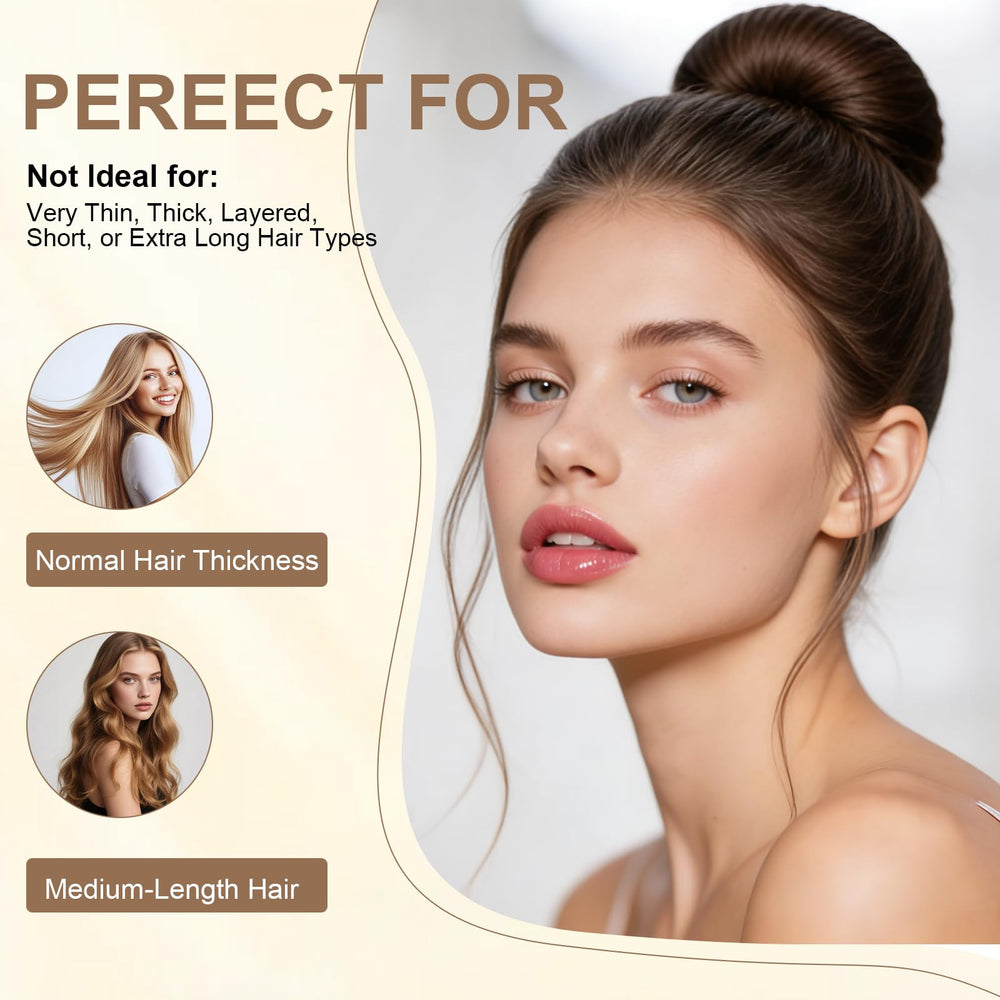YANVIPERISK tool in use creating a neat ballet bun on a brunette for quick styling