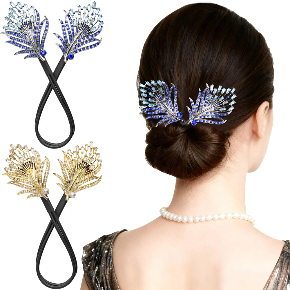 Yanwenx front packaging showing two crystal bun makers, elegant accessory benefit