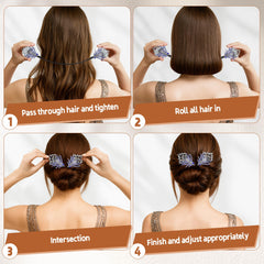 Yanwenx model wearing a low French twist, fast-styling benefit