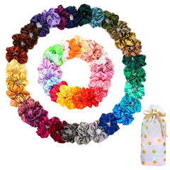Yanwenx scrunchies front packaging showing 50 assorted colors and value