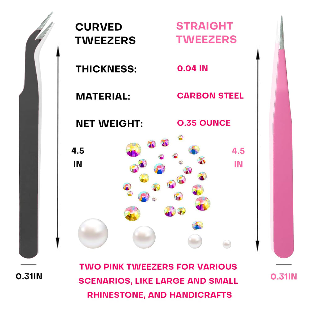 Yaoociy straight stainless tweezer detailed tip for larger charm grip