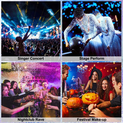 Yaper glitter applied to hair and body for long-lasting party-ready sparkle