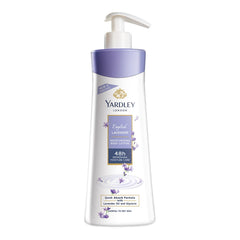 Yardley front bottle showing classic lavender fragrance and easy use