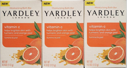 Yardley London front packaging showing three 4oz bars and citrus-inspired label for a classic gift