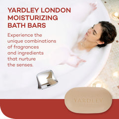 Yardley London bar in shower lathering to show gentle cleansing benefit