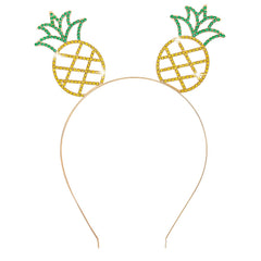 YARIEW pineapple headband front view showing vibrant rhinestones and metallic band benefit sparkle