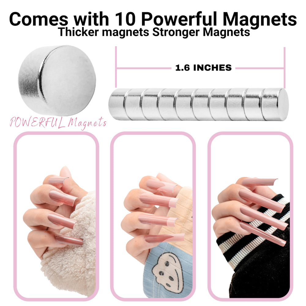 YAYA NAILS size comparison beside ruler showing compact 1.6-inch length guide