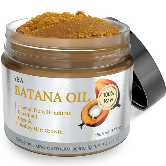 YBW jar front view showing Batana paste and natural packaging benefit