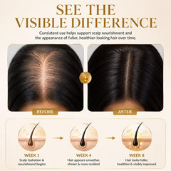 Before and after hair image using YBW batana paste for improved shine