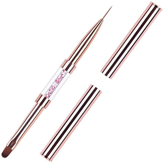 Ycyan front view dual-ended brush showing rose gold handle and caps, professional look