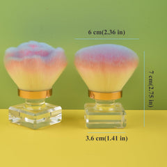 Ycyan brush applying loose powder showing multitask makeup benefit