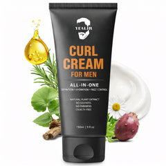 YEALIR front packaging showing 5oz curl cream and benefit of clear labeling
