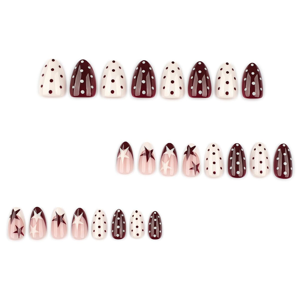 yefiuo close-up of polka dot and pentagram accent nails highlighting design detail