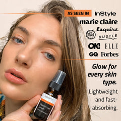 YEOUTH ingredient diagram with Vitamin C and hyaluronic acid, emphasizes science-backed actives