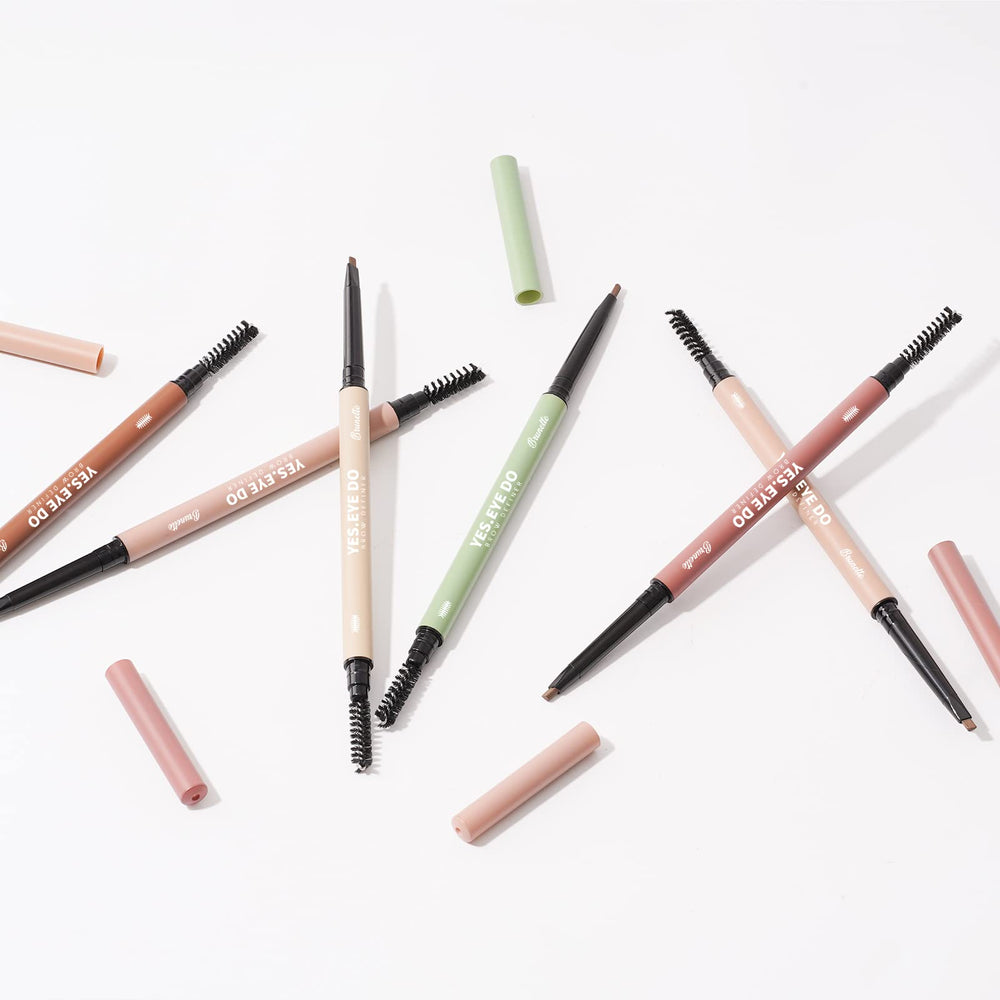YES.EYE DO mature woman applying pencil demonstrating subtle natural brow enhancement