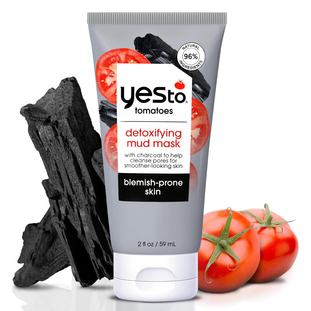 Yes To Tomatoes front tube packaging showing product name and size, clear labeling benefit