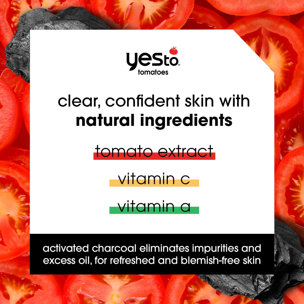 Yes To Tomatoes close-up of charcoal mud texture highlighting creamy consistency and spreadability