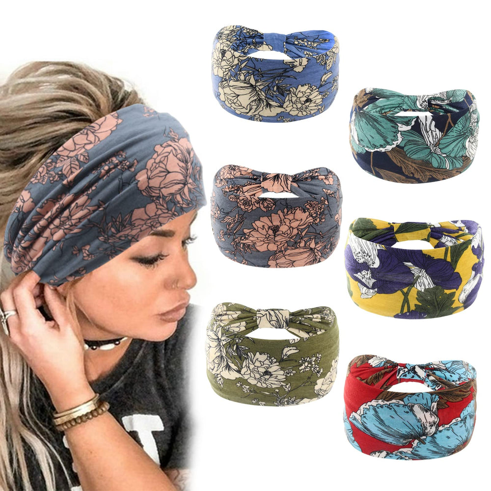 Yeshan front pack of six headbands showing patterns and packaging benefit: variety
