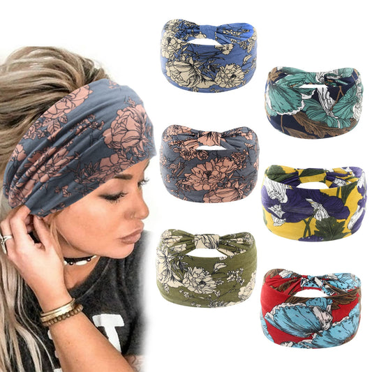 Yeshan front pack of six headbands showing patterns and packaging benefit: variety
