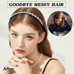 Yeshan headband worn in half-up style offers stable hold and elegant look benefit