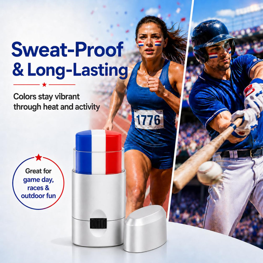 yeweian applied on cheek at game showing vibrant colors for standout fan look