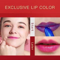 Yeweian black lipstick applied showing brick red result and bold payoff