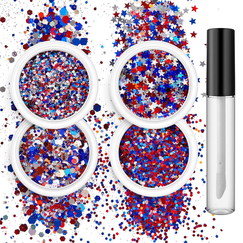 Yeweian front packaging showing patriotic glitter set for easy celebration looks