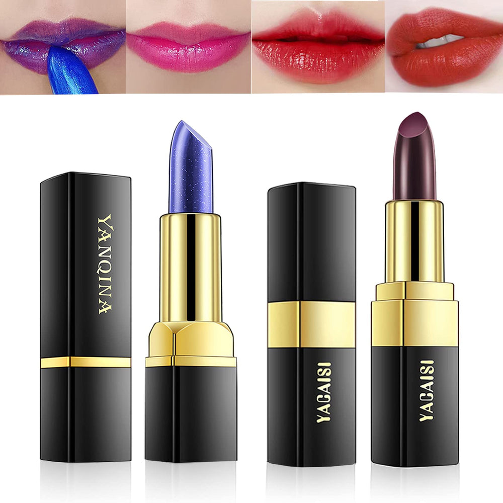 Yeweian front packaging showing both color-changing lipsticks and benefits