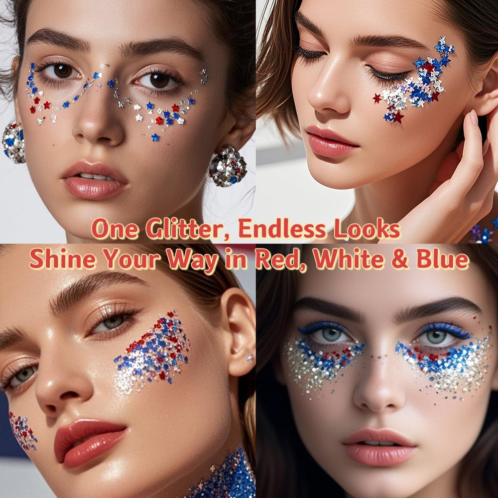Yeweian glitter embedded in braid adding red white blue hair impact
