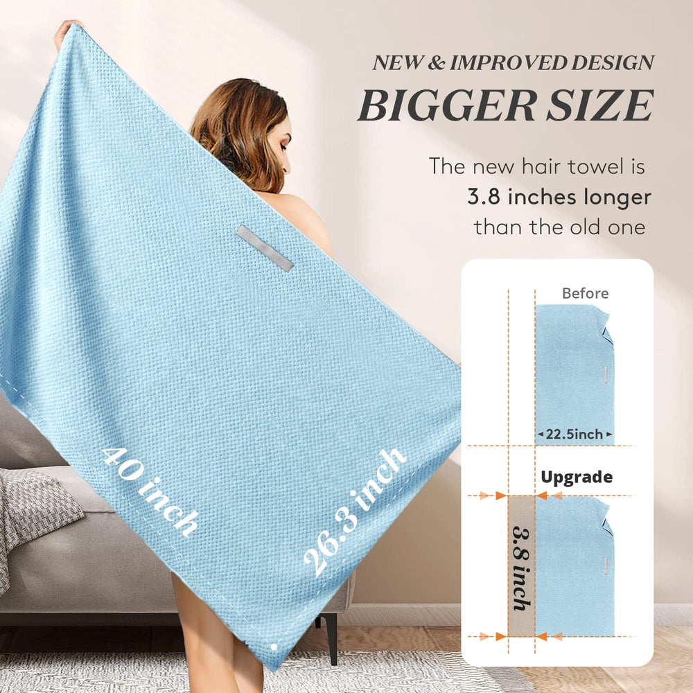 YFONG towel laid flat showing 26.3x40 inch size for large hair capacity