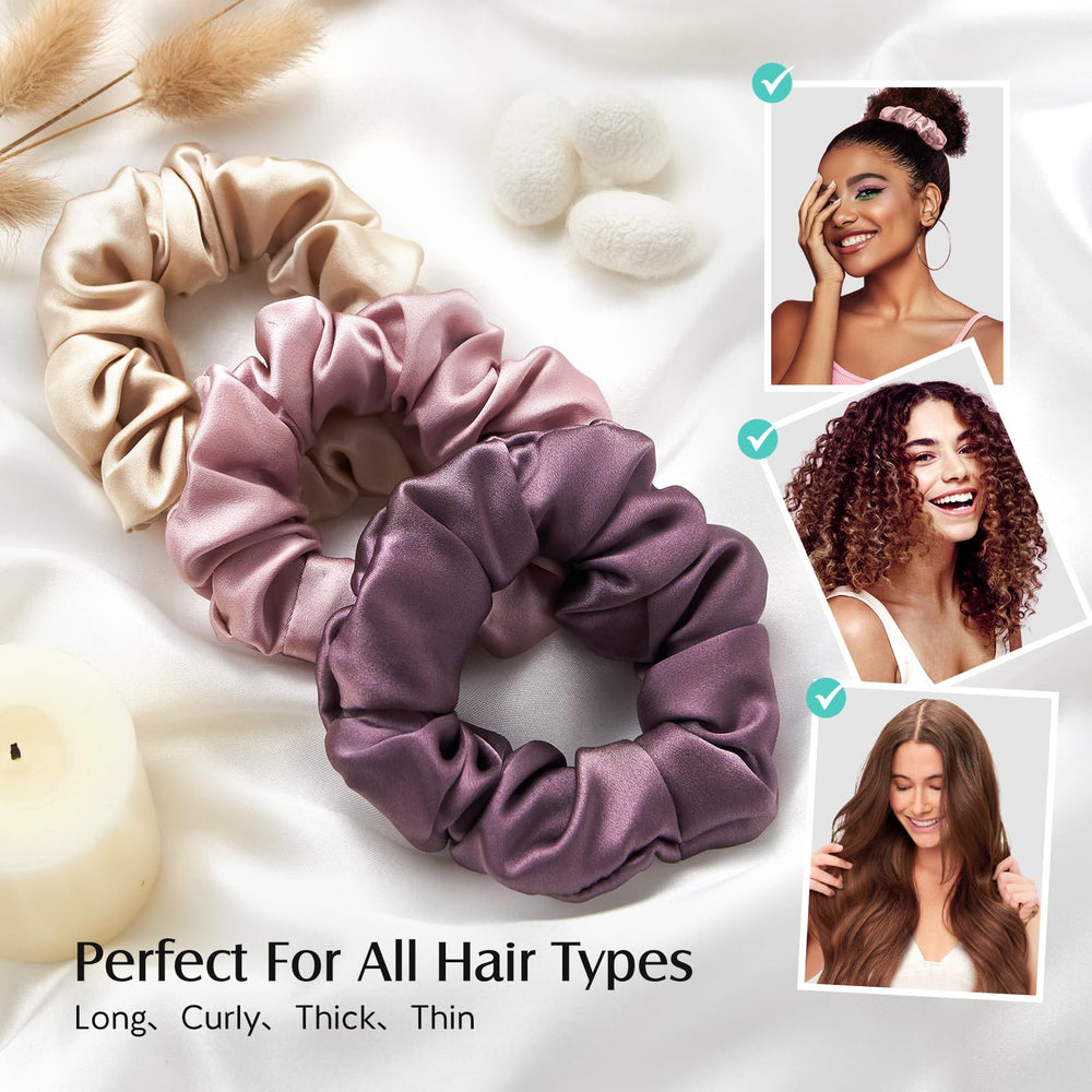 YFONG scrunchie worn in a ponytail on model, gentle styling with less frizz