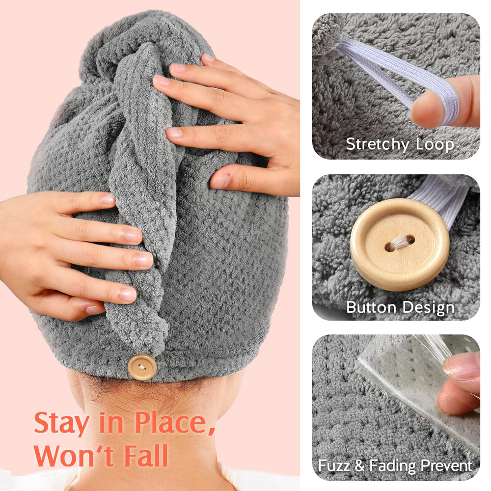 YFONG towel size next to hand showing scale and full-wrap benefit