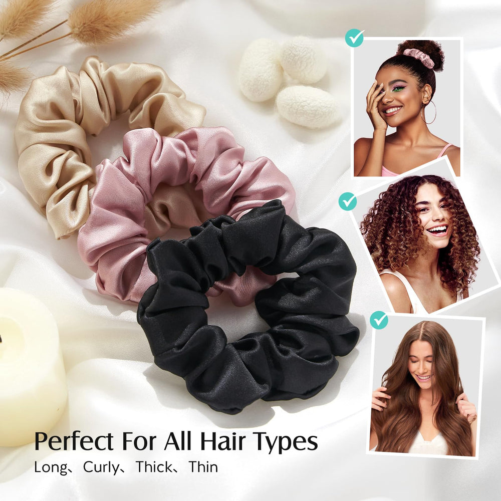 YFONG scrunchie placed next to a hand for size comparison showing comfortable fit benefit