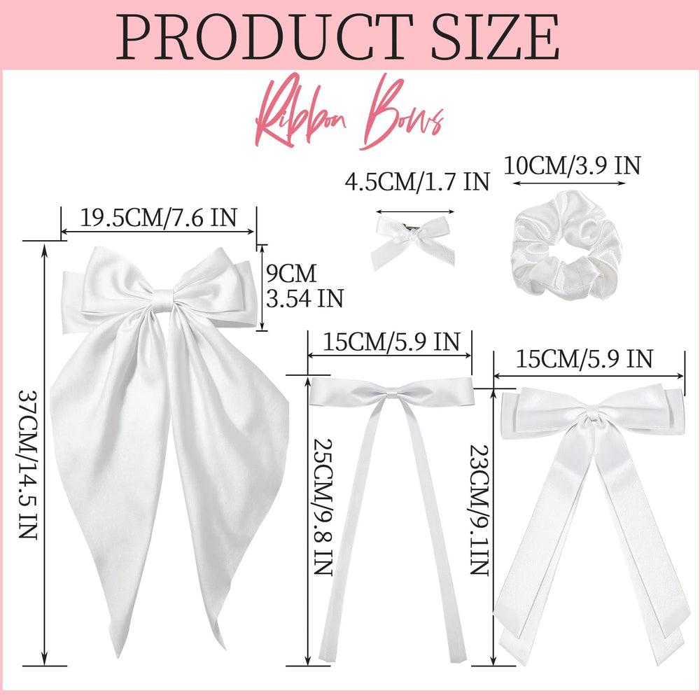 YGDZ oversized white satin bow front view adding elegant statement to hairstyles