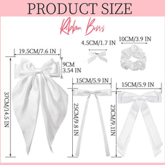 YGDZ oversized white satin bow front view adding elegant statement to hairstyles