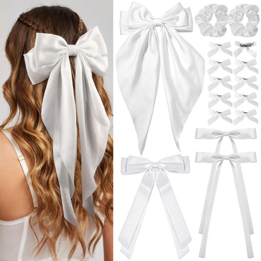 YGDZ packaging box showing full 16-piece white satin set and neat storage benefit