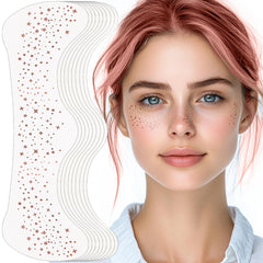 YGQQOY front packaging showing 10 rose gold freckle cards and quick benefit