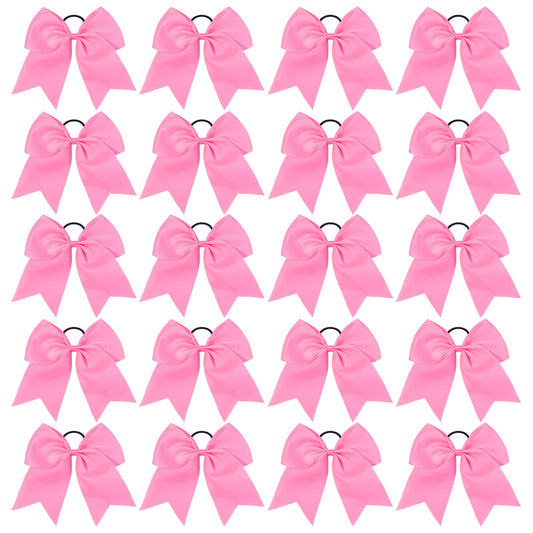 YHXX YLEN front view of 20 pink cheer bows showing generous volume and color pop
