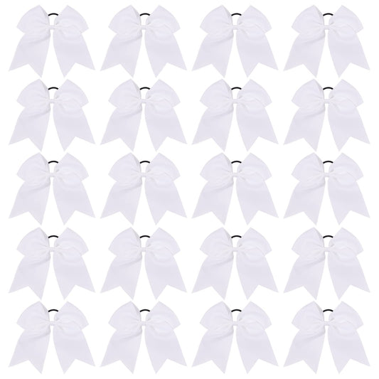 YHXX YLEN front view of white cheer bow showing shape and neat finish